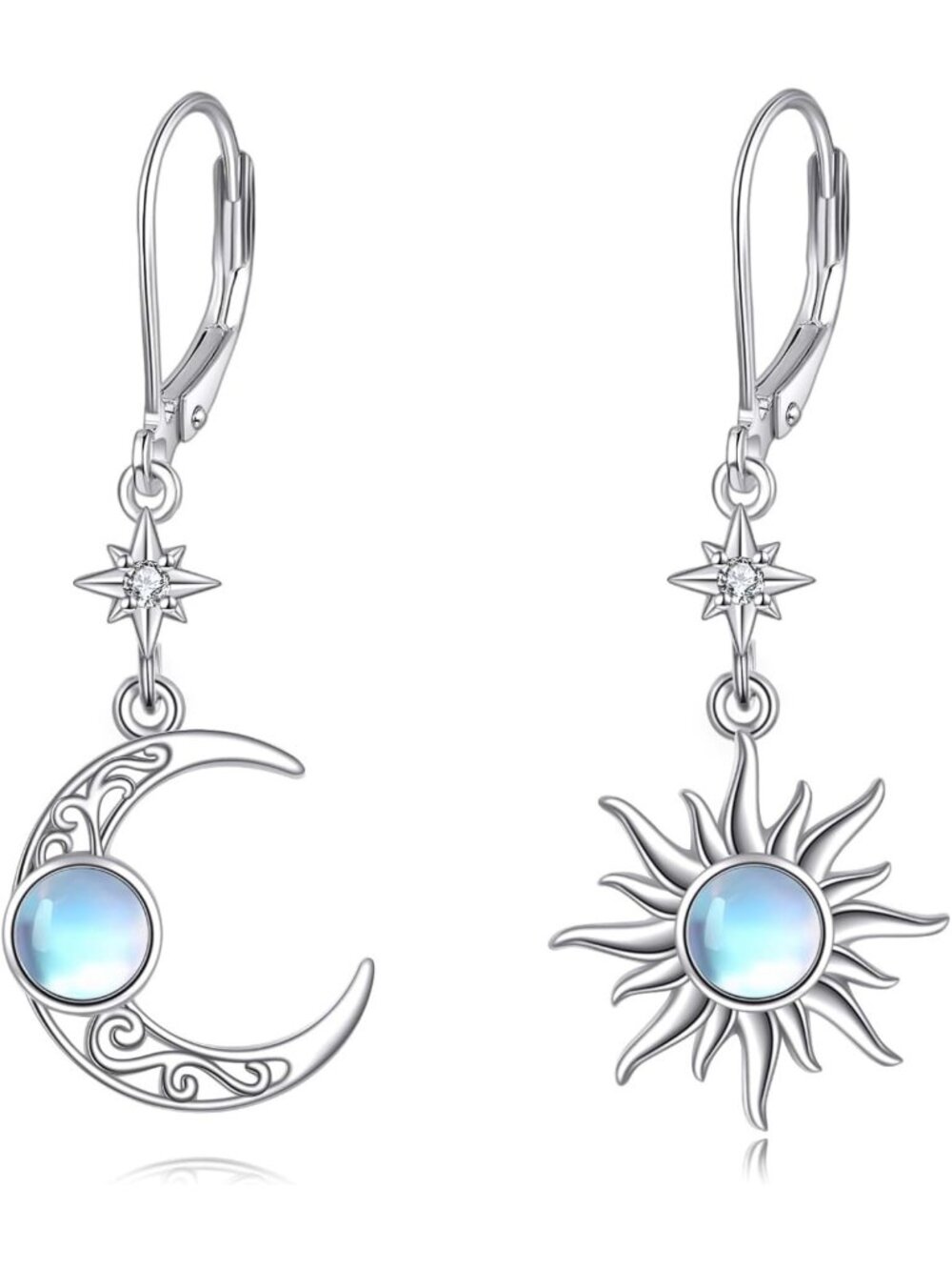 Sun and Moon Birthstone Dangle Earrings - Gemstone Jewelry for Moms & Daughters